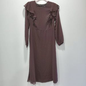 Who What Wear Maxi Dress Polka Dot Ruffle P033